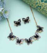Black color butterfly design anti tarnish necklace set statement style