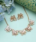 Gold color butterfly design anti tarnish necklace set elegant shine