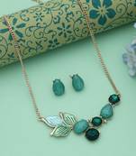 Green color anti tarnish necklace set everyday wear