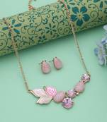 Pink color anti tarnish necklace set feminine fashion