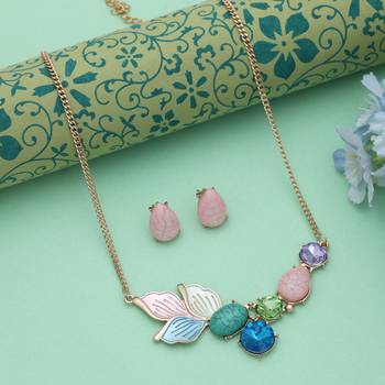 Multi color anti tarnish necklace set festive ethnic style 1