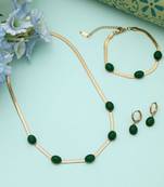 Green color anti tarnish necklace set contemporary jewelry