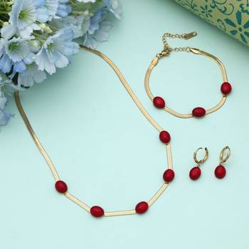 Maroon color anti tarnish necklace set traditional ethnic 1