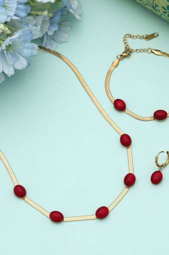 Maroon color anti tarnish necklace set traditional ethnic