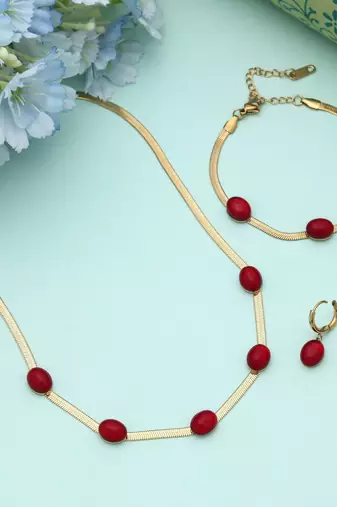 Maroon color anti tarnish necklace set traditional ethnic