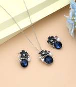 Blue color anti tarnish necklace set party wear style