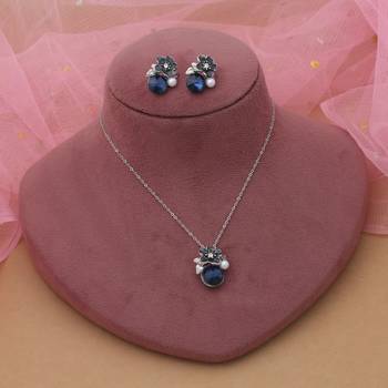 Blue color anti tarnish necklace set party wear style 2
