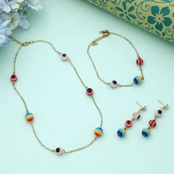 Multi color anti tarnish necklace set vibrant fashion 1