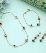 Multi color anti tarnish necklace set vibrant fashion