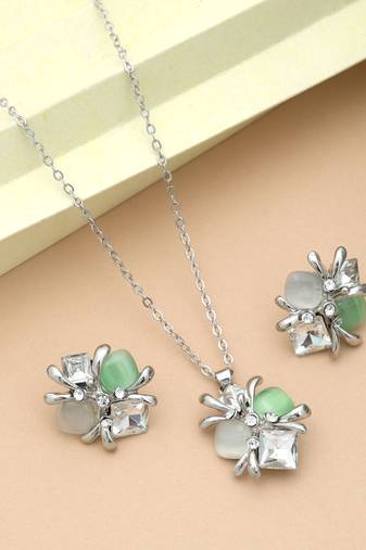 Pista green color anti tarnish necklace set ethnic style