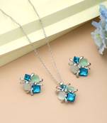 Turquoise blue color anti tarnish necklace set fashion style