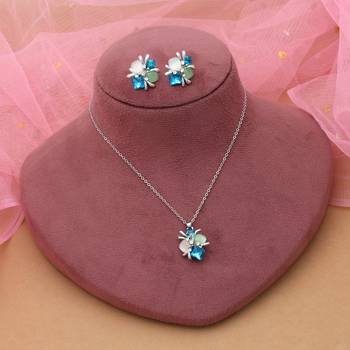 Turquoise blue color anti tarnish necklace set fashion style 2