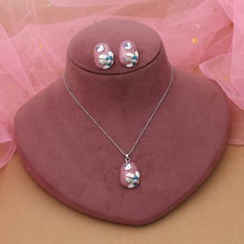 Magenta color meena work anti tarnish necklace set royal style 2