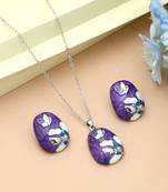 Purple color meena work anti tarnish necklace set ethnic craft