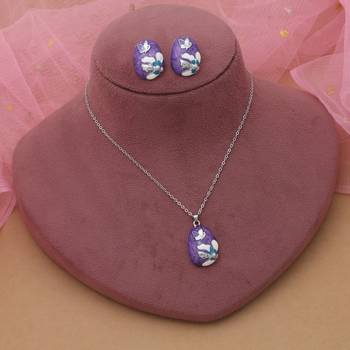 Purple color meena work anti tarnish necklace set ethnic craft 2