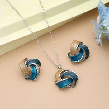 Turquoise blue color meena work anti tarnish necklace set ethnic look 1