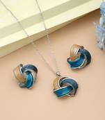 Turquoise blue color meena work anti tarnish necklace set ethnic look
