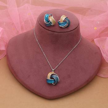 Turquoise blue color meena work anti tarnish necklace set ethnic look 2
