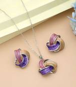 Purple color meena work anti tarnish necklace set festive style
