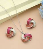 Dark pink color meena work anti tarnish necklace set fashion style