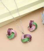 Green color meena work anti tarnish necklace set traditional style