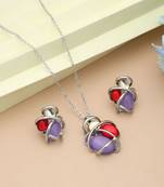Purple color anti tarnish necklace set modern royal style
