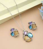 Light yellow color anti tarnish necklace set elegant jewelry