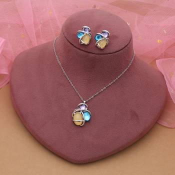 Light yellow color anti tarnish necklace set elegant jewelry 2