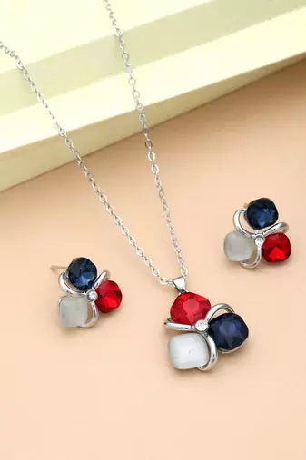 Blue color anti tarnish necklace set classic jewelry