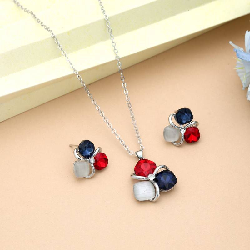 Blue color anti tarnish necklace set classic jewelry