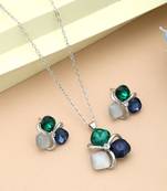 Green color anti tarnish necklace set everyday fashion