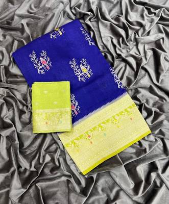 Violet Color Jari Jaqurad Weaving With Hand Chap Daying Georgette Saree 3