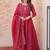 Dazzling Maroon Bead Embroidery Crushed Reception Wear Gown With Dupatta