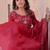 Dazzling Maroon Bead Embroidery Crushed Reception Wear Gown With Dupatta
