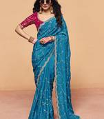 Premium satin silk saree with sequin heavy embroidery work