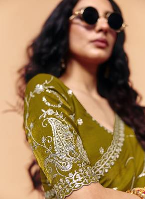 Elegant organza satin saree with sequin embroidery 2