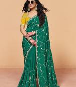  satin silk saree with sequin heavy embroidery work
