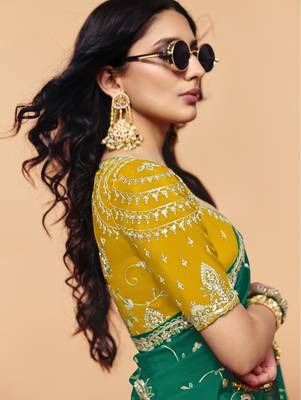 Luxury satin silk blend saree with sequin embroidery work 2