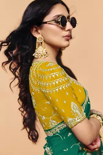 Luxury satin silk blend saree with sequin embroidery work