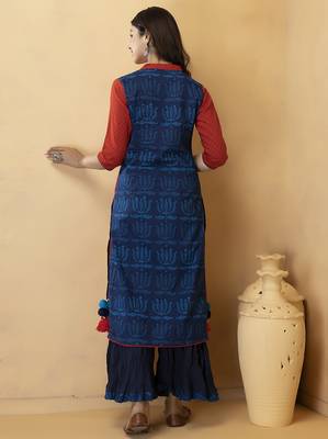 Red Thread Work Cotton Kurta 2