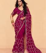 Stylish frandy fabric saree with sequin heavy embroidery