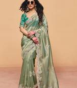 Premium organza saree with sequin heavy embroidery work