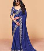 Designer satin saree with sequin heavy embroidery work
