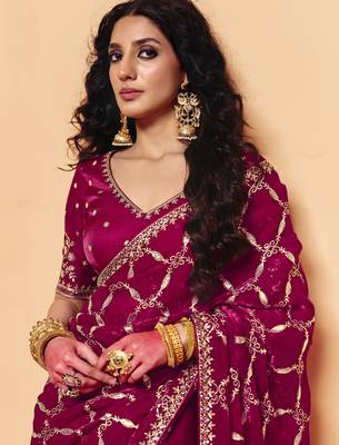 Stylish frandy fabric saree with sequin embroidery 2