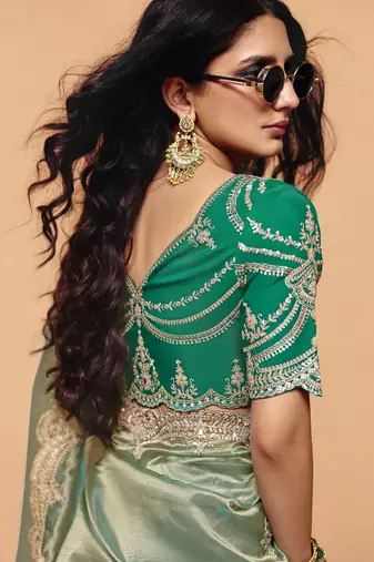 Premium organza saree with sequin embroidery work