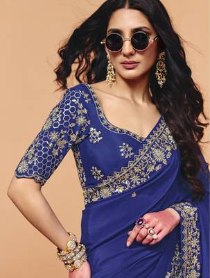  satin saree with sequin embroidery work 2