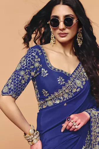  satin saree with sequin embroidery work