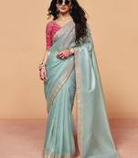 Designer organza saree with sequin heavy embroidery work