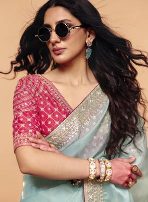  organza saree with sequin embroidery work 2