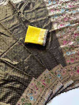 Black Color Embroidery Coding Siquence Work Paithani Silk saree 2